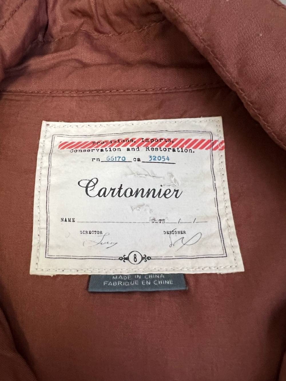 Cartonnier Anthropologie Safari Anorak Jacket Size 8 Rust Brown Tencel Utility - Picture 9 of 11